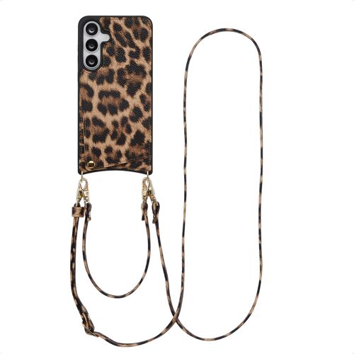 Selencia Coque de télephone Nova avec cordon et porte-cartes Samsung Galaxy S25 FE Leopard