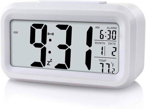 Réveil numérique enfant - Veilleuse - Piles - Snooze - Blanc