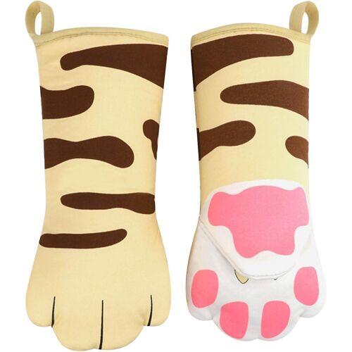 Gants Cuisine Chat Antidérapants - Coton Résistant Chaleur - Griffes Mignonnes - Micro-Ondes