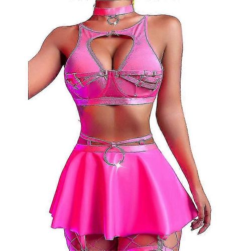 Ensemble De Lingerie Pour Femme - Nuisette, Jarretelles, Soutien-Gorge, Jupe - Séduisant