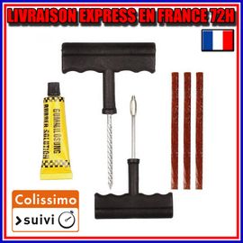 Kit De Réparation Pneu Tubeless Crevaison Moto Automobile Voiture + 3 Mèches