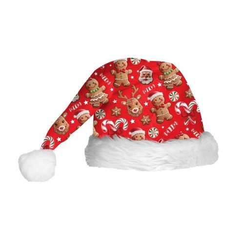 Bonnet Noël Gourmandises Polyester Rouge Adulte