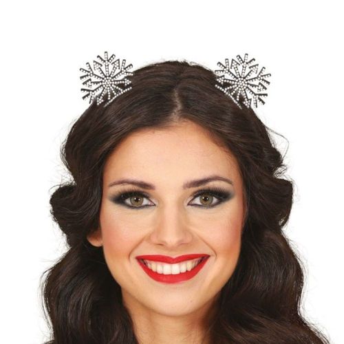 Serre-Tête Flocon Neige Noël Strass Blanc Adulte