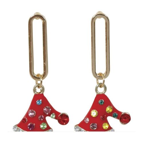 Boucles Oreilles Pendentif Bonnet Noël Rouge