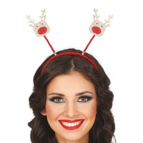 Serre-Tête À Ressorts Tête Renne Paillettes Adulte