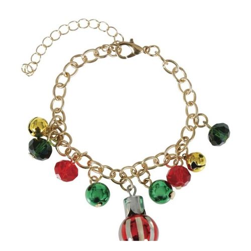 Bracelet Fantaisie Chaine Métal Boule Grelot Noël