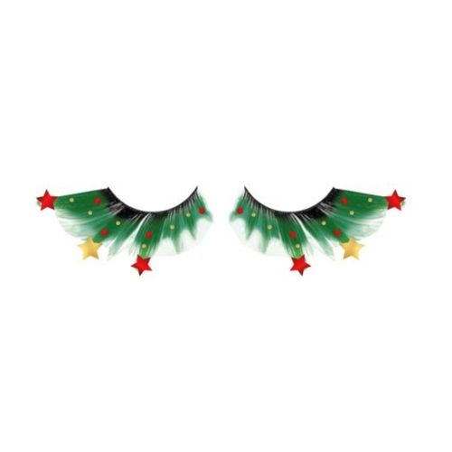Faux-Cils Longs Sapin Noël Étoile Vert Adulte