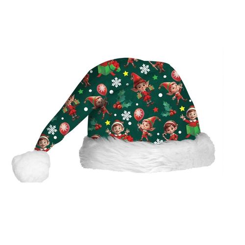 Bonnet Noël Lutin Houx Polyester Vert Adulte