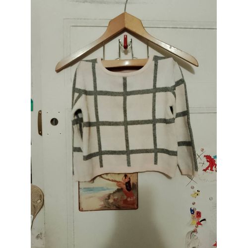 Ensemble Pull+Jupe A Carreaux Rose/Blanc Traits Gris 6 Ans Primark.