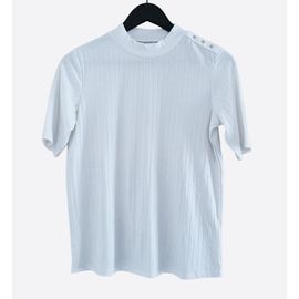 T Shirt Blanc A Boutons Dore. Kiabi. Taille M / 38