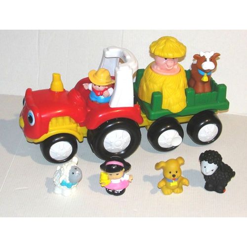 tracteur little people sonore fermier fisher price + 6 figurines vintage