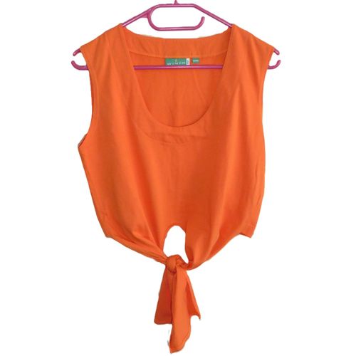 T Shirt. Debardeur Orange Avec Lien A Nouer. Kiabi. Taille 40