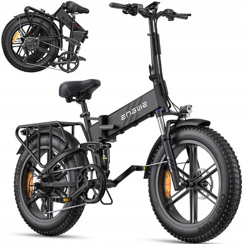 Vélo Électrique Pliant Engwe Engine Pro 2.0, 1200w, 52v16ah, Pneus 20 X 4 Pouces, Freins À Disque Hydrauliques, Transmission Shimano Altus 8 Vitesses, Autonomie De 110 Km - Noir