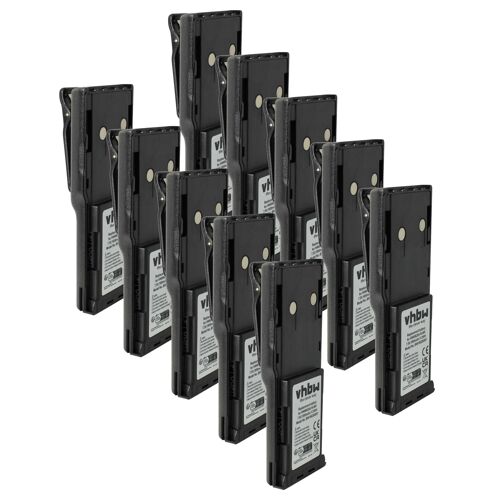 vhbw 10x Batterie compatible avec Motorola GTX Series, GTX Privacy Plus Portable radio talkie-walkie (1800mAh, 7,5V, NiMH) - avec clip de ceinture