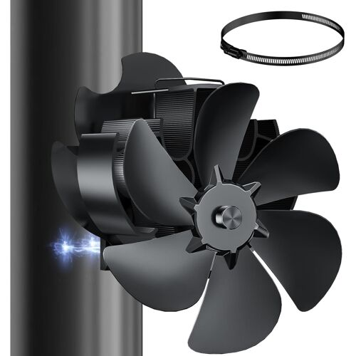 JEXNOVASHOP-Ventilateur Poele à Bois Magnétique 6 Lames | Ventilateur de Poêle à Granulés et Cheminée avec Moniteur de Température