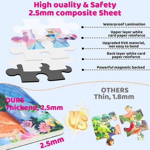 Puzzles Filles 3-5 3 * 20 PCS Themes Princesse Magnetiques Voyage Avion Voiture Cadeau Jouets Fille 4-8 Ans