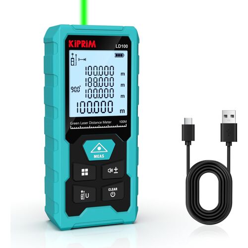 Ulteronixshop-Télémètre Laser Vert, 100M Appareil de Mesure Numérique avec Batterie USB Type C, Précision ±2 mm, Niveau Électronique, 10 Modes de Mesure, Laser de Classe II, Plaque Réflectrice, LD100