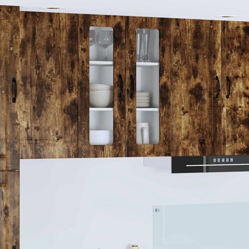 vidaXL Meuble mural de cuisine avec étagère Chêne fumé 60 x 31 x 80 cm