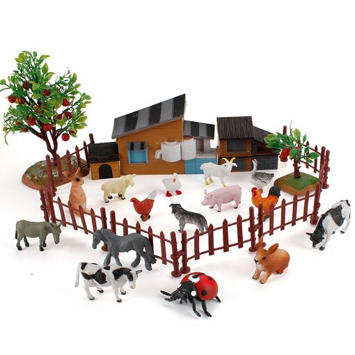 SIENON Lot de 26 jouets de la ferme pour enfants - Avec figurines d'animaux de grange - Tracteur, moulin à vent et clôture - Véhicule de ferme avec remorque pour fête d'animaux