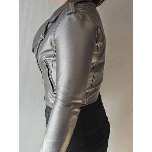 Perfecto Simili Cuir Argenté