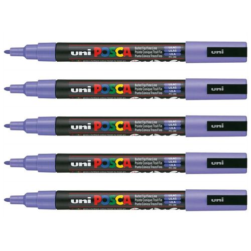 Posca Lot De 5 Marqueurs Pointe Conique Fine Pc3m 0,9 - 1,3mm Lilas
