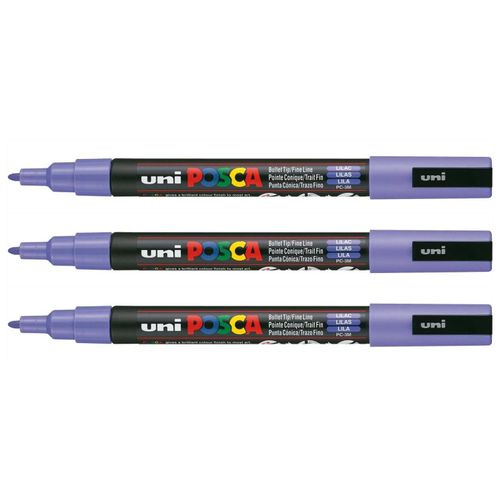 Posca Lot De 3 Marqueurs Pointe Conique Fine Pc3m 0,9 - 1,3mm Lilas
