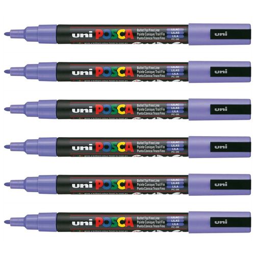 Posca Lot De 6 Marqueurs Pointe Conique Fine Pc3m 0,9 - 1,3mm Lilas