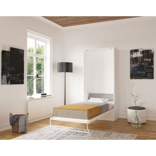 Lit Escamotable En Panneaux De Particules Blanc 90x200 Cm