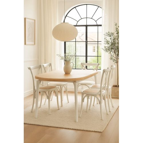 Table de repas ronde extensible en bois et acier D100 cm