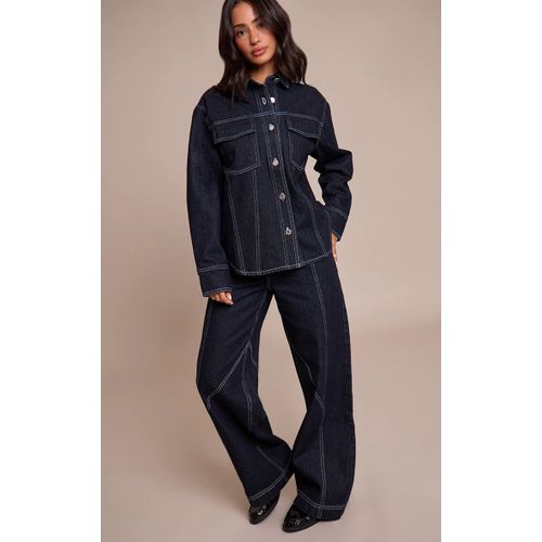 Femme Petite Jean Large Indigo À Lisérés Contrastants | Taille 30