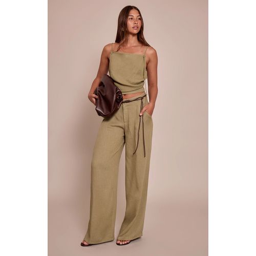 Femme Pantalon Texturé Vert Sauge Plissé | Taille 38