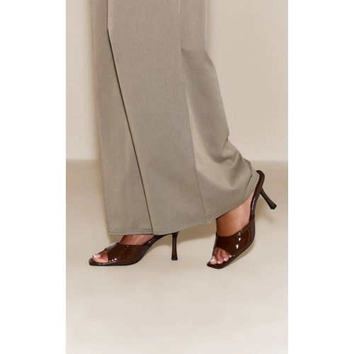 Mules Carrées Vernies Chocolat