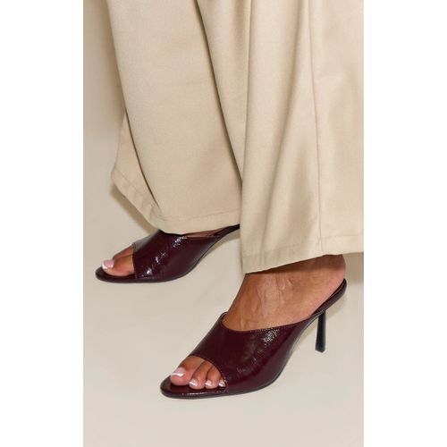 Mules Rondes Crêpées Prune Talon