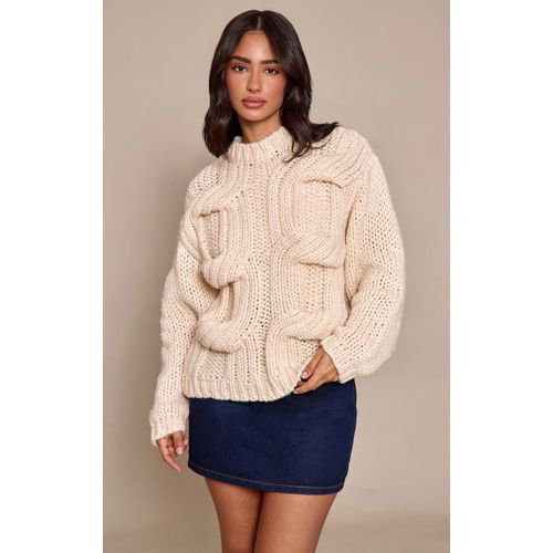 Femme Petite Pull En Maille Tricot Épaisse Torsadée Crème | Taille Large