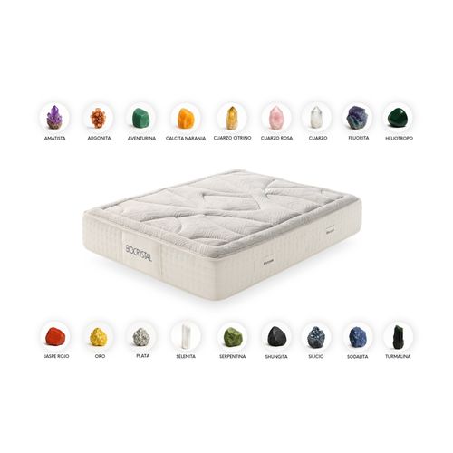 Moonia | Ressorts Ensanchés | Matelas Biocrystal Gold 27 cm | 80X190 cm | Fermeté moyenne