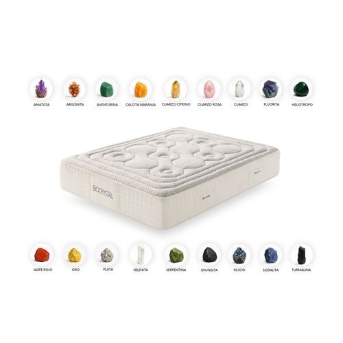 Moonia | Ressorts Ensanchés | Matelas Biocrystal Selenium 27 cm | 90X200 cm | Fermeté moyenne