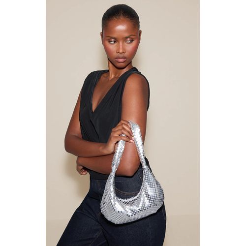 Femme Sac à main en cotte de maille argentée