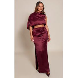 Femme Shape Jupe Longue Drapée Satinée Bordeaux | Taille 40
