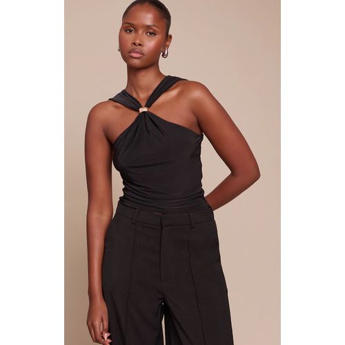 Femme Top Moulant Doublé Noir Sans Manches À Empiècement | Taille 34