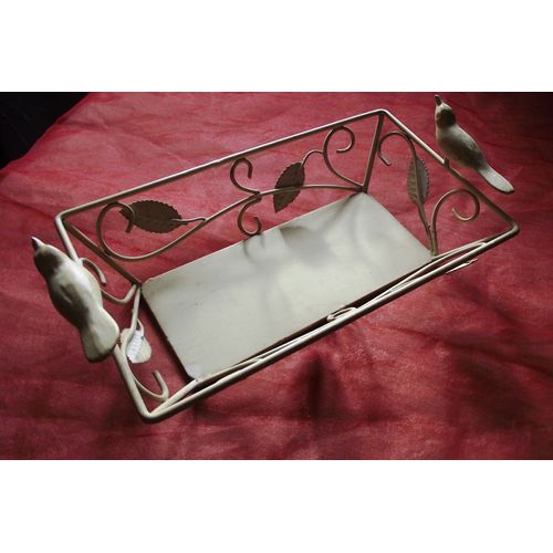 Corbeille Vintage En Métal Décor Oiseaux Et Feuilles