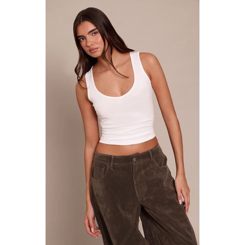 Femme Top Débardeur En Coton Doux Blanc À Décolleté | Taille 42