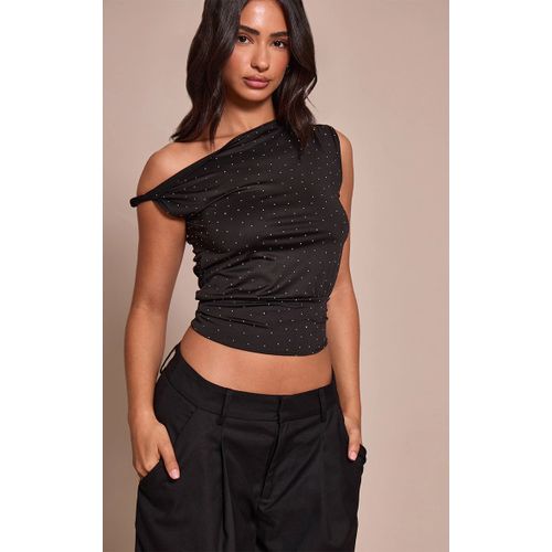 Femme Petite Top Noir À Épaule Torsadée Et Clous | Taille 36