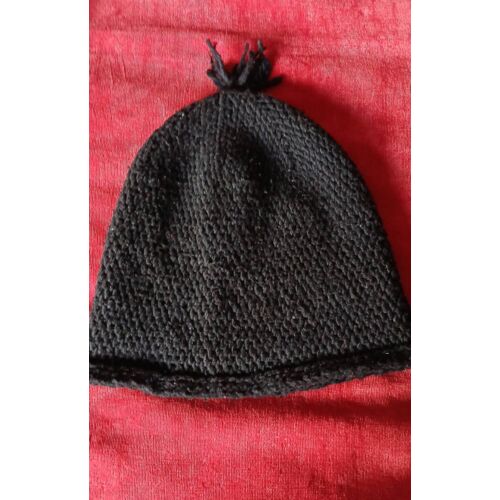 Bonnet Laine Fait Main Noir.