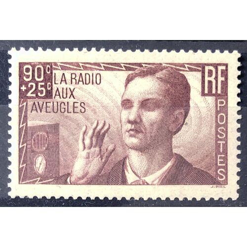 La Radio Aux Aveugles 90c+25c (Très Joli N° 418) Neuf* - France Année 1938 - Brn83 - N33961