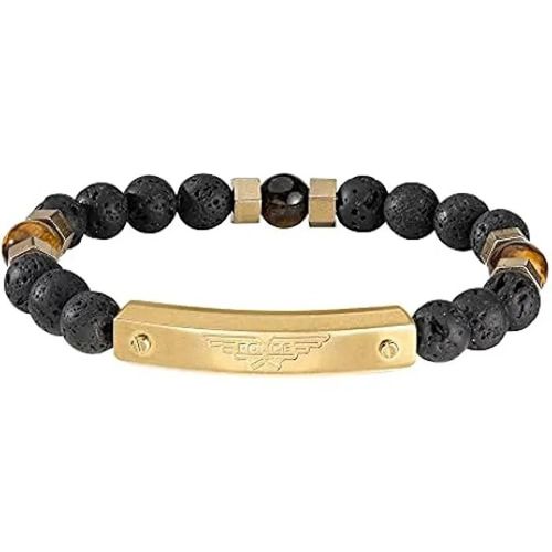 Bracelet Pour Homme - Police - Pejgb2008551 - Pierre De Lave - Acier Inoxydable - 21 Cm