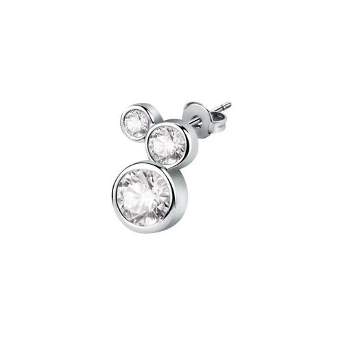 Boucles D'oreilles La Petite Story - Laiton Blanc - Oxyde De Zirconium - Clou - Puce