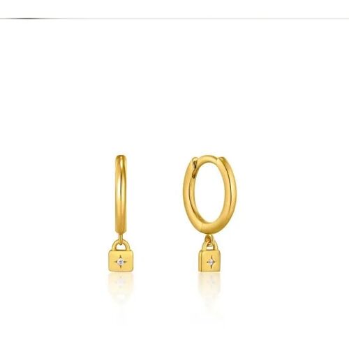 Boucles D'oreille Femme Ania Haie Under Lock & Key - Argent - Créoles Avec Cadenas Et Pendentif En Zircon