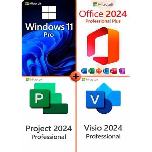 Pack Windows 11 Pro + Office 2024 + Visio 2024 + Project 2024 - Livraison Rapide