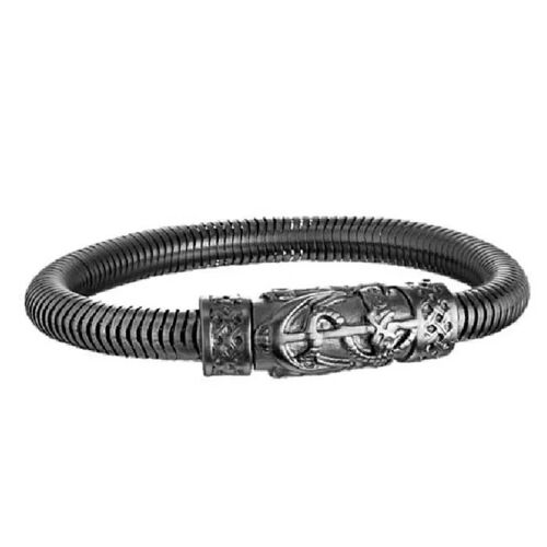 Bracelet - Police - S14amk01b - Cuir - Acier Inoxydable - Noir