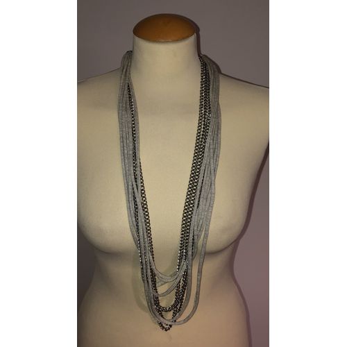 Sautoir En Tissu Et Métal Taille Réglable